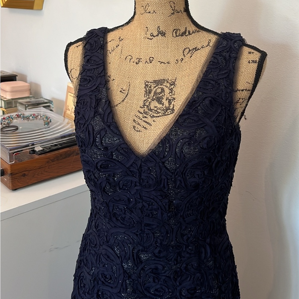 BCBG MAXAZRIA - Navy Blue Floral Cocktail Dress - Size 8